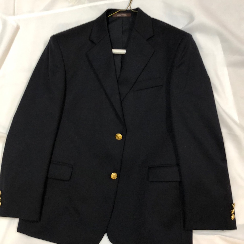 Hart Schaffer Marx Navy worsted wool Blazer